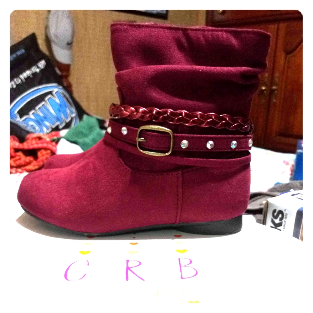 Crb girl Toddler girls Malia burgundy ankle boots